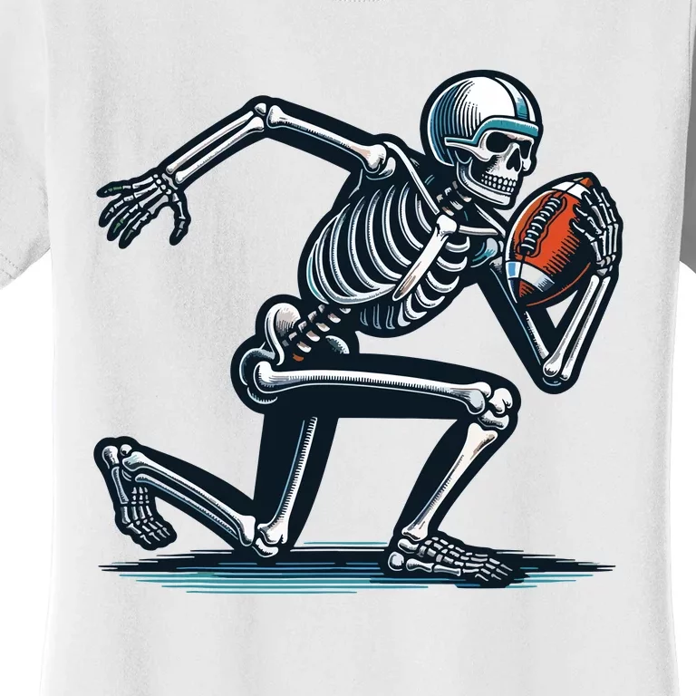 American Football Skeleton Boy Football Fan Halloween Women's T-Shirt