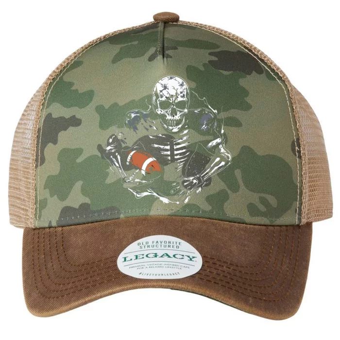 American Football Skeleton Football Player Halloween Spooky Legacy Tie Dye Trucker Hat