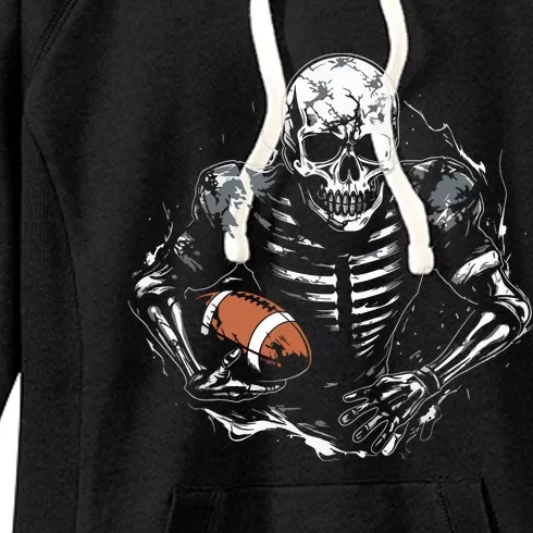 American Football Skeleton Football Player Halloween Spooky Women's Fleece Hoodie