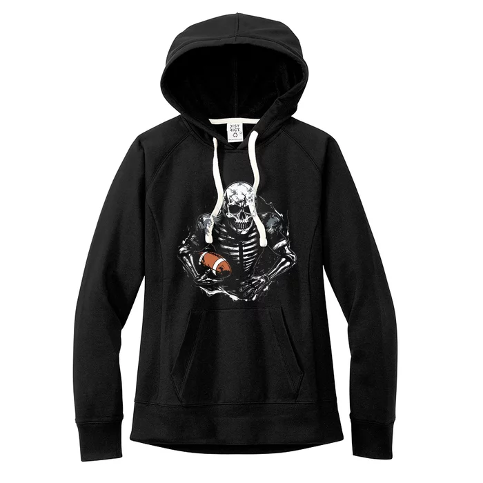 American Football Skeleton Football Player Halloween Spooky Women's Fleece Hoodie