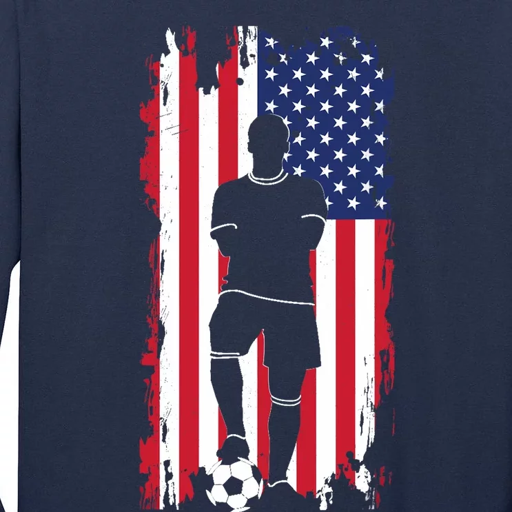 American Flag Soccer Soccer Tall Long Sleeve T-Shirt