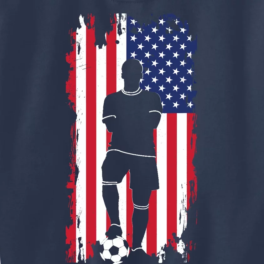 American Flag Soccer Soccer Kids Sweatshirt