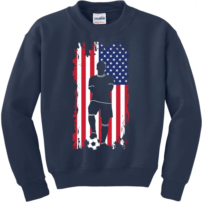 American Flag Soccer Soccer Kids Sweatshirt