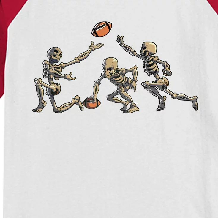 American Football Skeleton Halloween Boy Football Fan Kids Colorblock Raglan Jersey