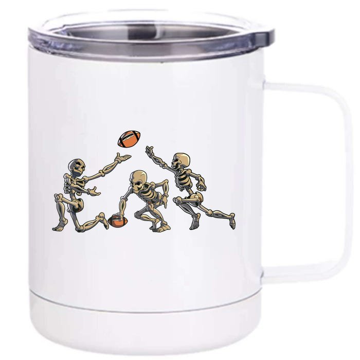 American Football Skeleton Halloween Boy Football Fan Front & Back 12oz Stainless Steel Tumbler Cup