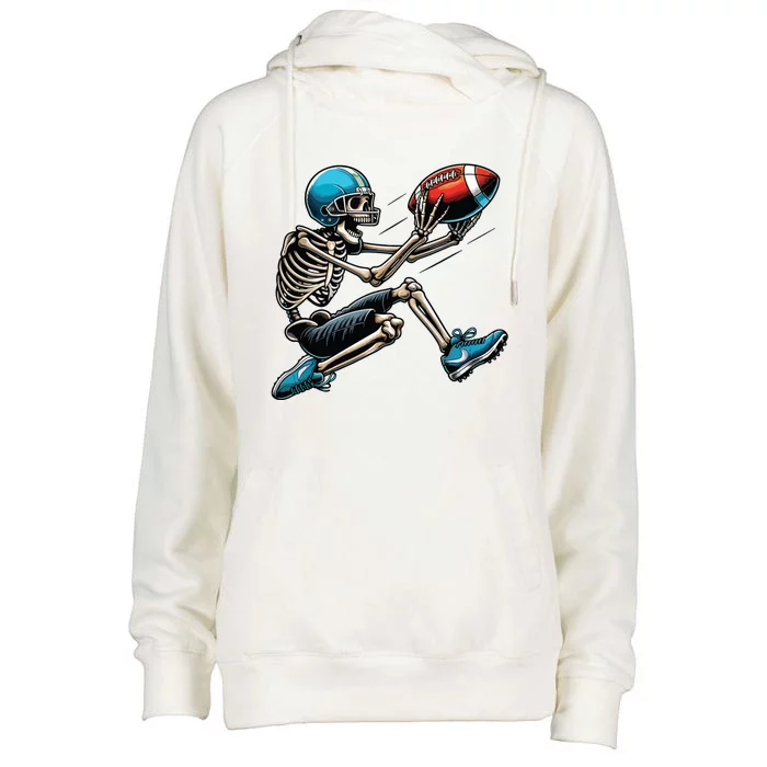 American Football Skeleton Halloween Boy Football Fan Womens Funnel Neck Pullover Hood