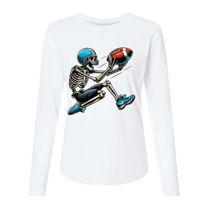 American Football Skeleton Halloween Boy Football Fan Womens Cotton Relaxed Long Sleeve T-Shirt