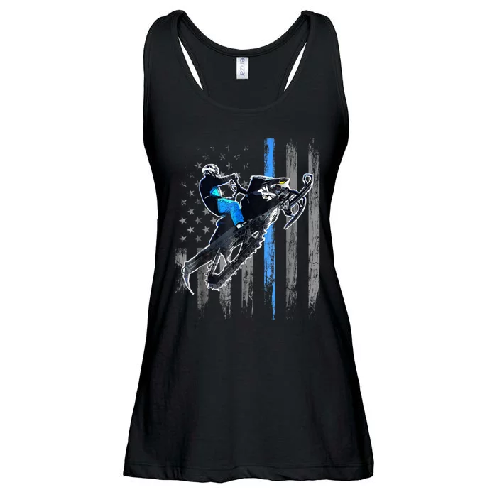 American Flag Snowmobile Shirt Men Snowmobile Riding Gift Ladies Essential Flowy Tank