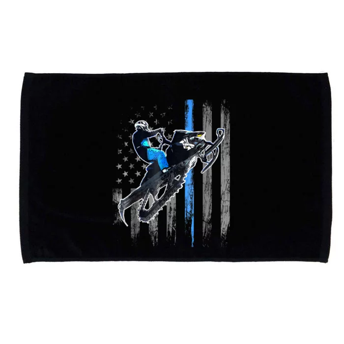 American Flag Snowmobile Shirt Men Snowmobile Riding Gift Microfiber Hand Towel