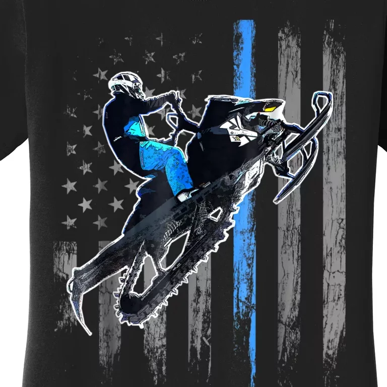 American Flag Snowmobile Shirt Men Snowmobile Riding Gift Women's T-Shirt