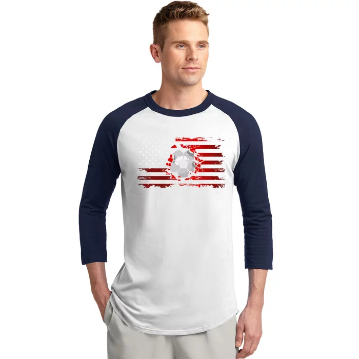 American Flag Soccer Soccer Baseball Sleeve Shirt