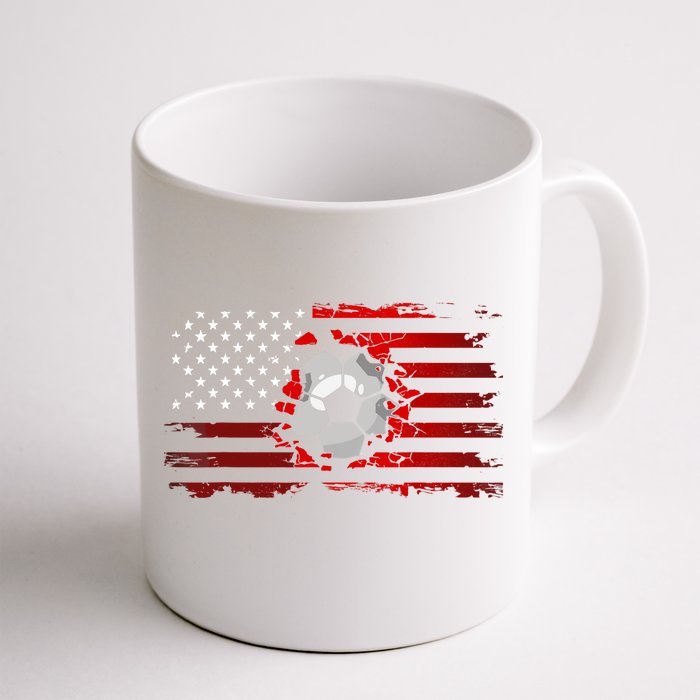 American Flag Soccer Soccer Front & Back Coffee Mug