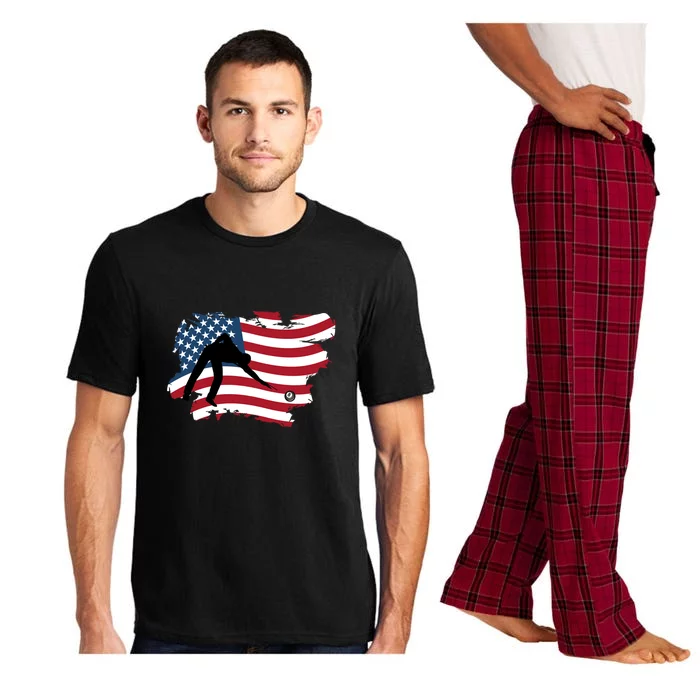 American Flag Snooker Billiards Lover Retro Billiards Dad Gift For Father's Day Pajama Set