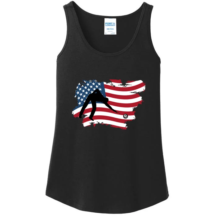 American Flag Snooker Billiards Lover Retro Billiards Dad Gift For Father's Day Ladies Essential Tank