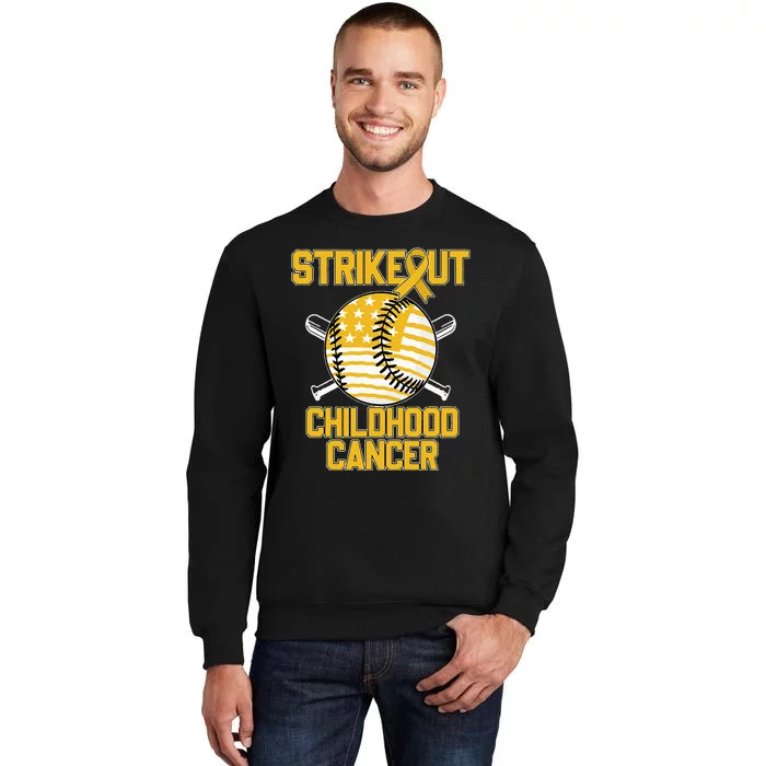 American Flag Strikeout Childhood Cancer Baseball Sweatshirt