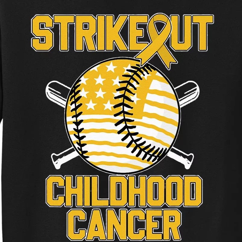 American Flag Strikeout Childhood Cancer Baseball Sweatshirt