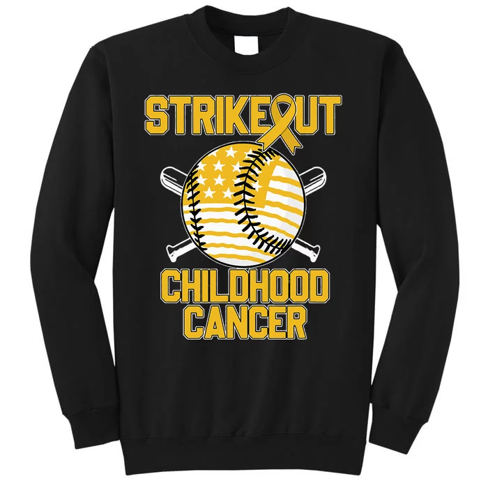 American Flag Strikeout Childhood Cancer Baseball Sweatshirt