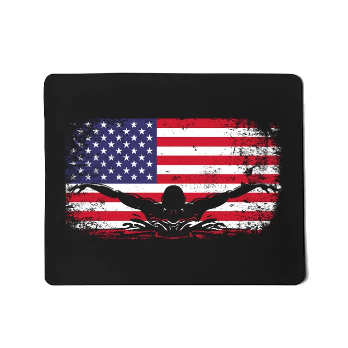 American Flag Swimming USA Mousepad