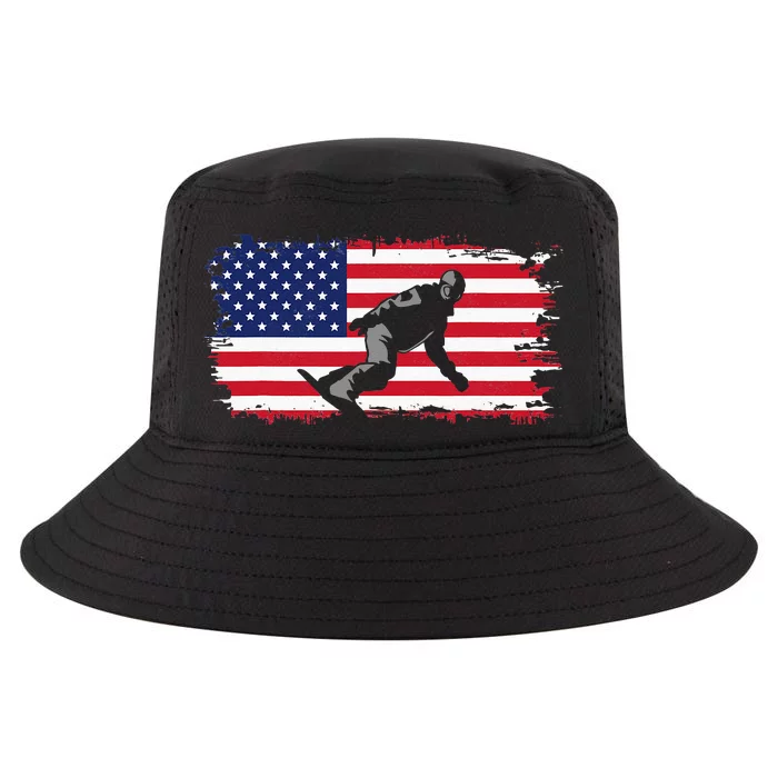 American Flag Snowboard Snowboarding Snowboard Cool Comfort Performance Bucket Hat