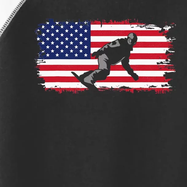 American Flag Snowboard Snowboarding Snowboard Toddler Fine Jersey T-Shirt