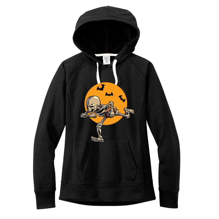 American Football Skeleton Halloween Boy Football Fan Women's Fleece Hoodie