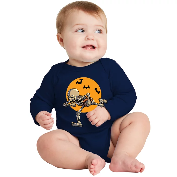 American Football Skeleton Halloween Boy Football Fan Baby Long Sleeve Bodysuit