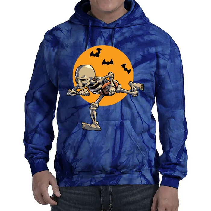 American Football Skeleton Halloween Boy Football Fan Tie Dye Hoodie