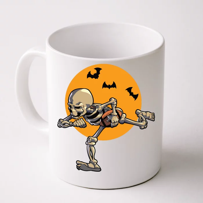 American Football Skeleton Halloween Boy Football Fan Front & Back Coffee Mug