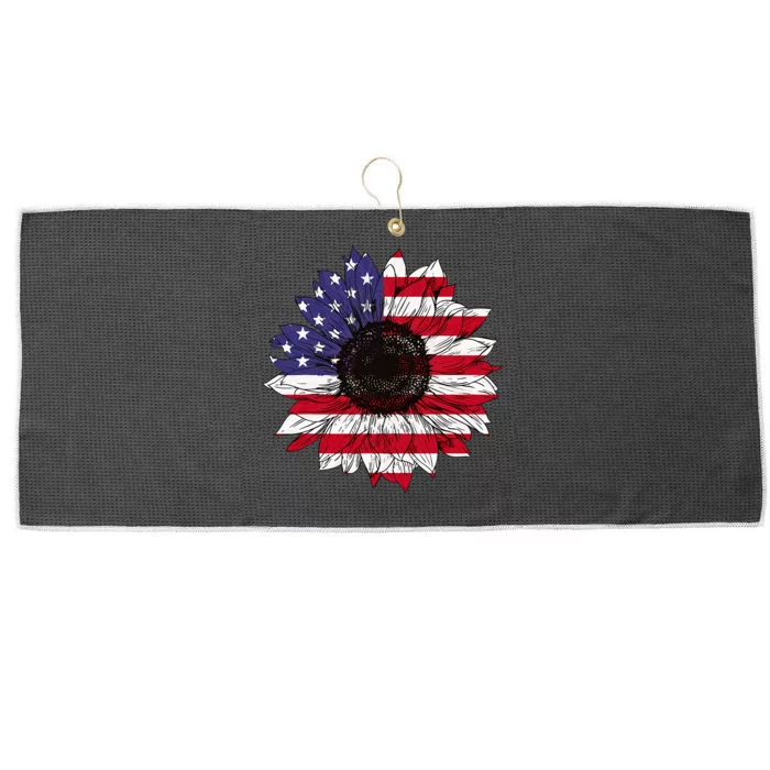 American Flag Sunflower Graphic 4th of July Plus Size Large Microfiber Waffle Golf Towel