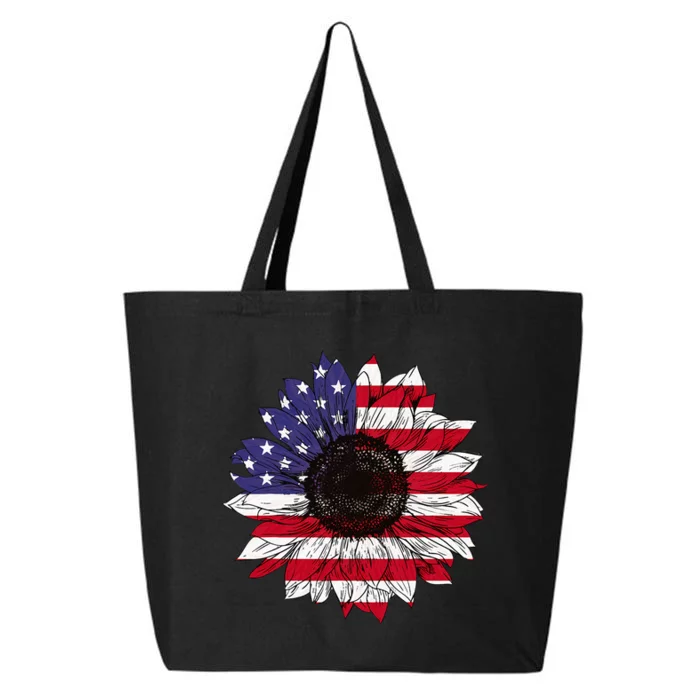 American Flag Sunflower Graphic 4th of July Plus Size 25L Jumbo Tote