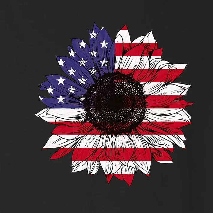 American Flag Sunflower Graphic 4th of July Plus Size Toddler Long Sleeve Shirt