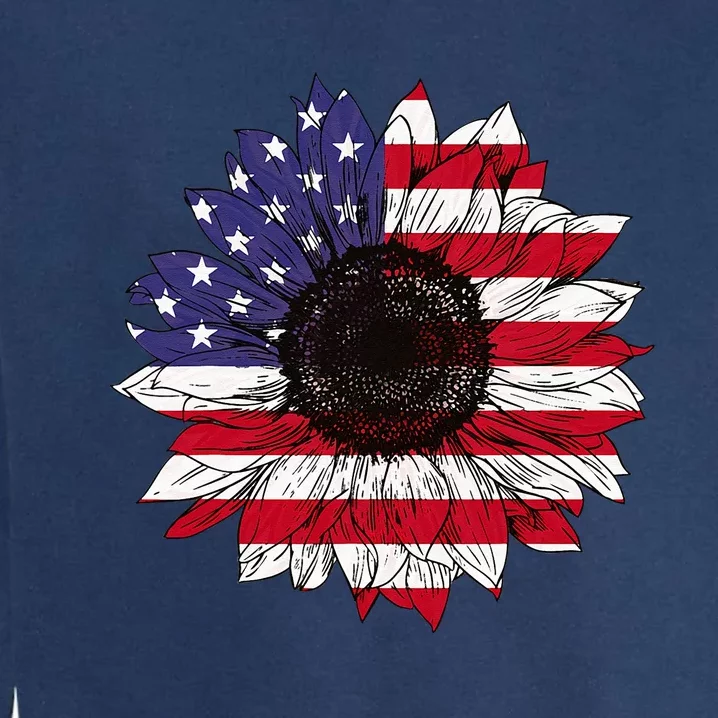 American Flag Sunflower Graphic 4th of July Plus Size Garment-Dyed Sweatshirt