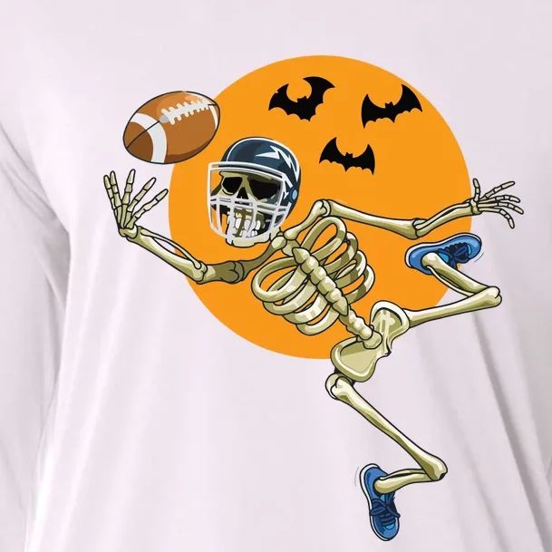 American Football Skeleton Halloween Boy Football Fan Cooling Performance Long Sleeve Crew