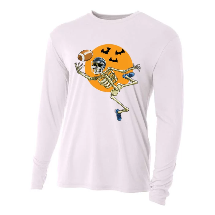 American Football Skeleton Halloween Boy Football Fan Cooling Performance Long Sleeve Crew