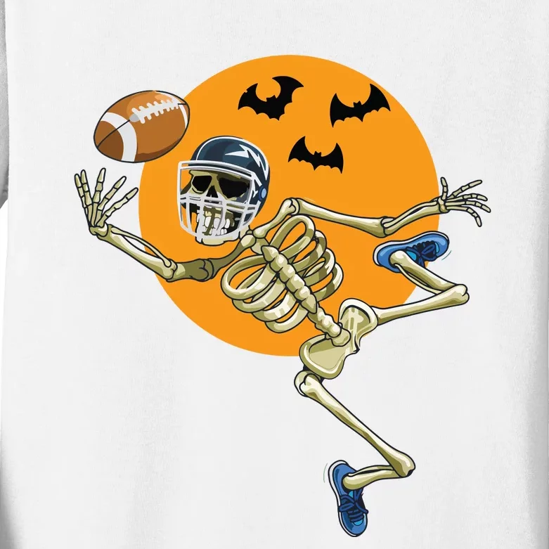 American Football Skeleton Halloween Boy Football Fan Kids Long Sleeve Shirt