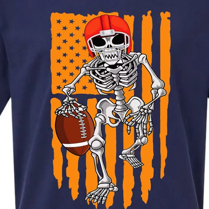 American Football Skeleton Halloween Football Fan Sueded Cloud Jersey T-Shirt