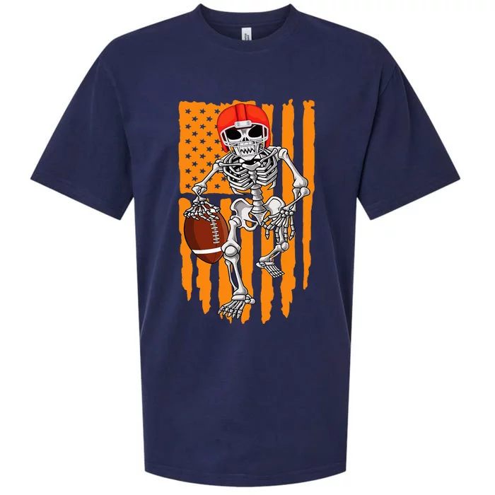 American Football Skeleton Halloween Football Fan Sueded Cloud Jersey T-Shirt