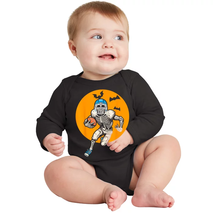 American Football Skeleton Halloween Football Fan Baby Long Sleeve Bodysuit