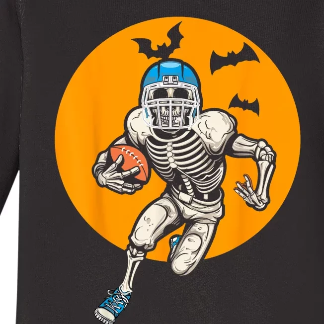 American Football Skeleton Halloween Football Fan Baby Long Sleeve Bodysuit