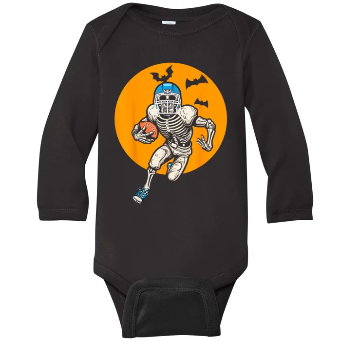 American Football Skeleton Halloween Football Fan Baby Long Sleeve Bodysuit