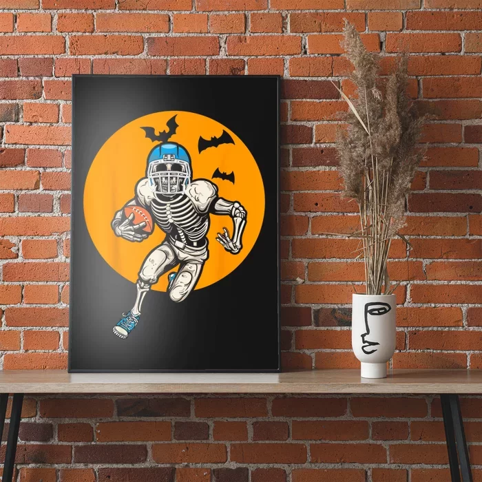 American Football Skeleton Halloween Football Fan Poster