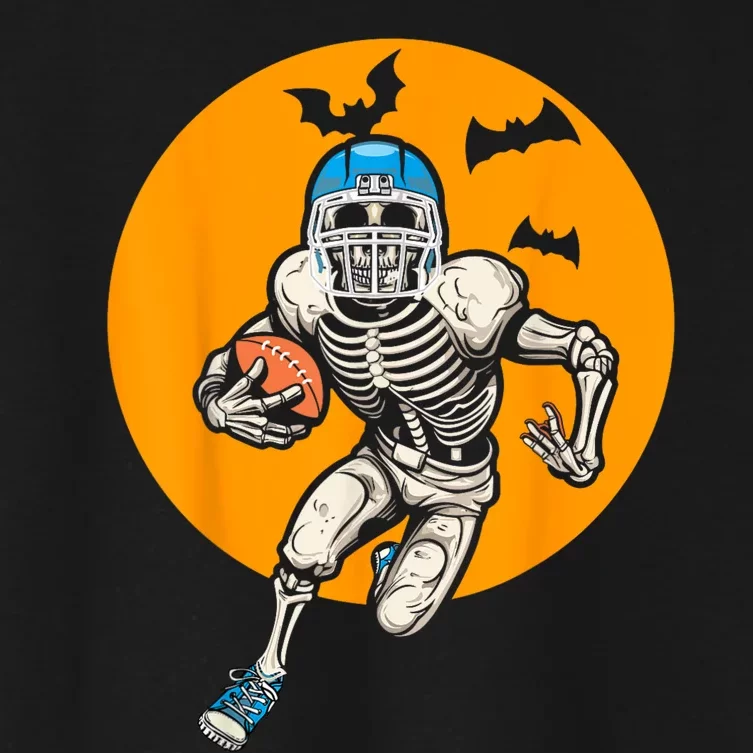 American Football Skeleton Halloween Football Fan Women's Crop Top Tee