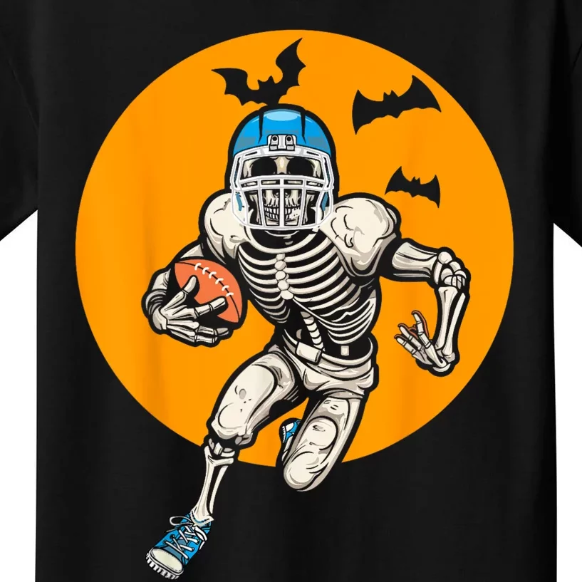 American Football Skeleton Halloween Football Fan Kids T-Shirt