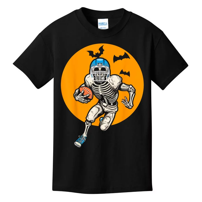 American Football Skeleton Halloween Football Fan Kids T-Shirt