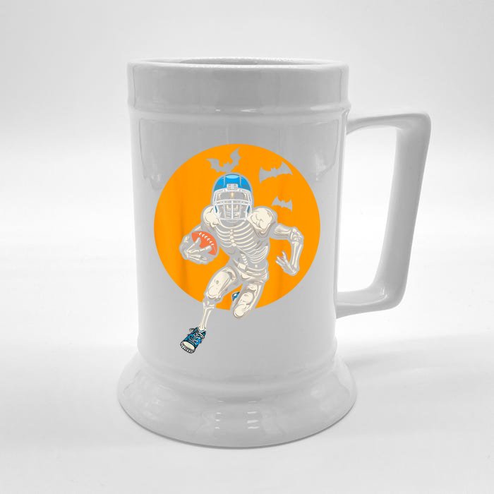 American Football Skeleton Halloween Football Fan Front & Back Beer Stein