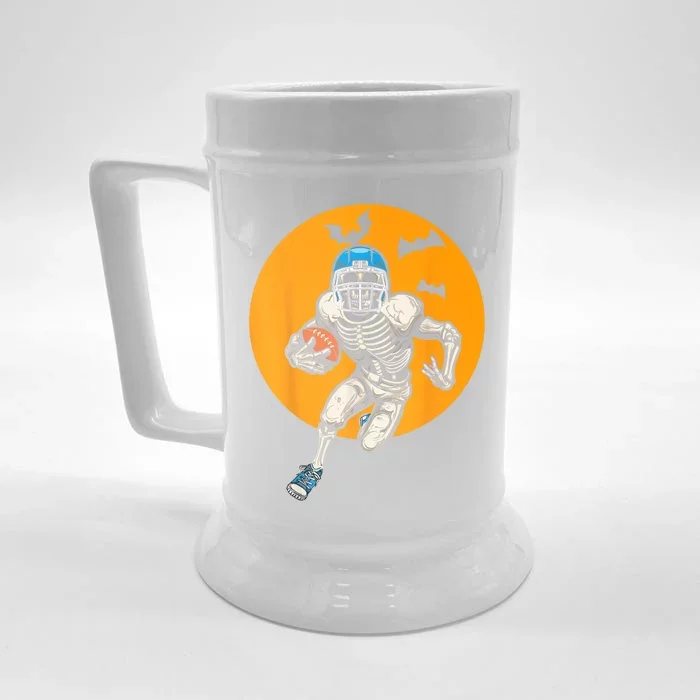 American Football Skeleton Halloween Football Fan Front & Back Beer Stein