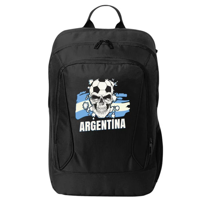 Argentina Flag Skull Soccer Player Argentine Cool Gift City Backpack