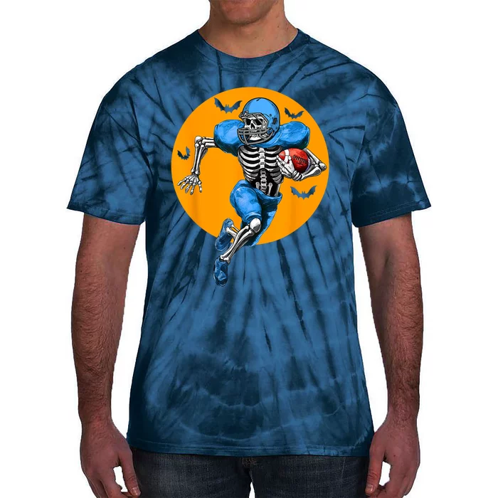 American Football Skeleton Halloween Football Fan Tie-Dye T-Shirt