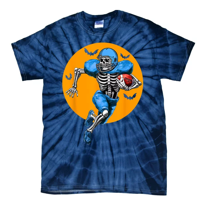 American Football Skeleton Halloween Football Fan Tie-Dye T-Shirt