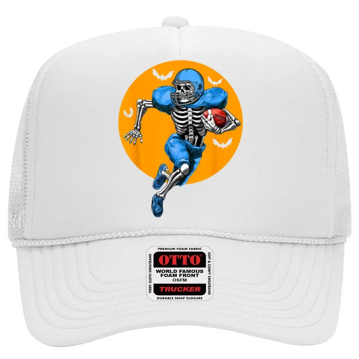 American Football Skeleton Halloween Football Fan High Crown Mesh Trucker Hat